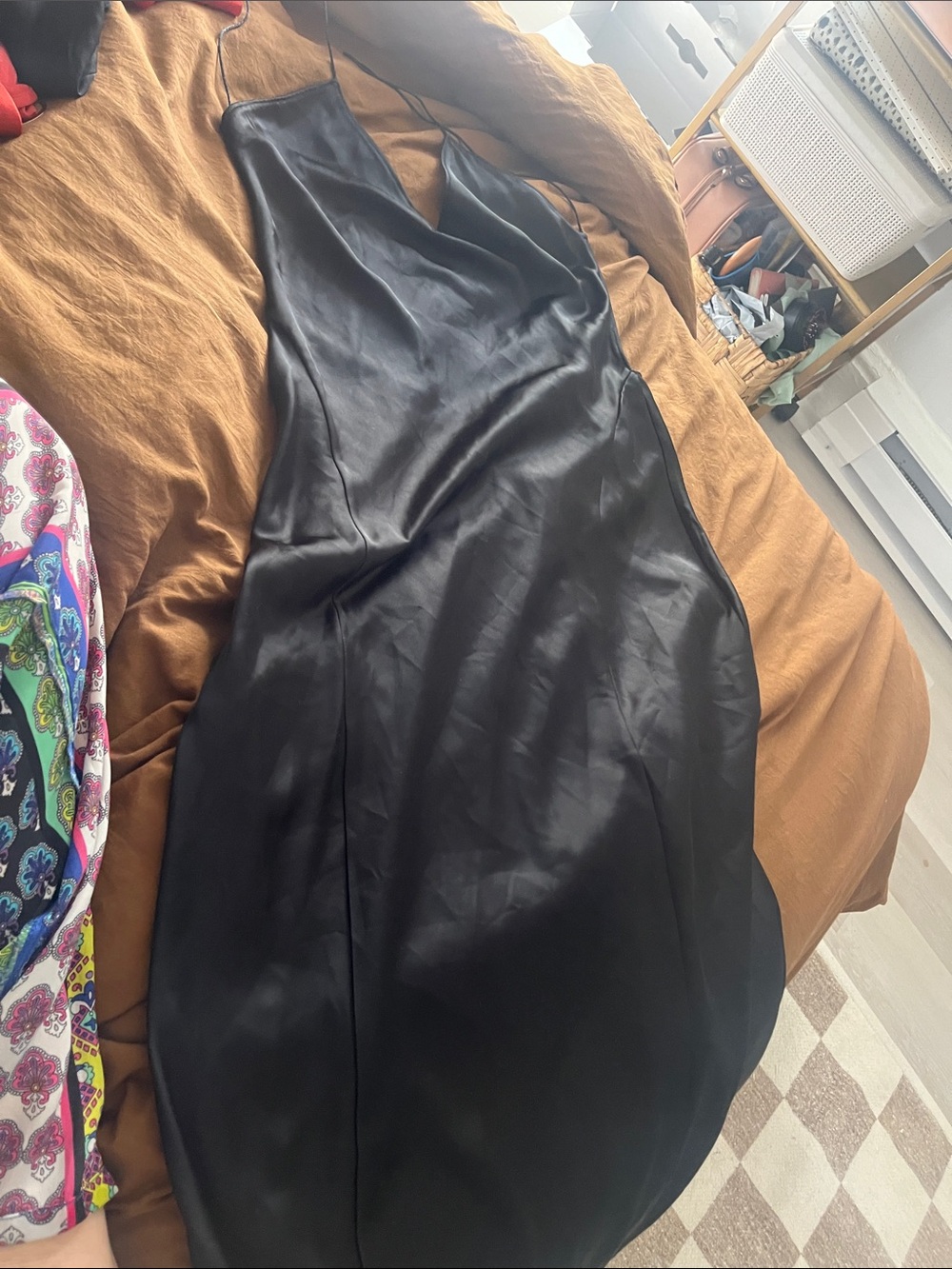 Zara Black Satin Backless Slip Gown - Picture 4 of 7